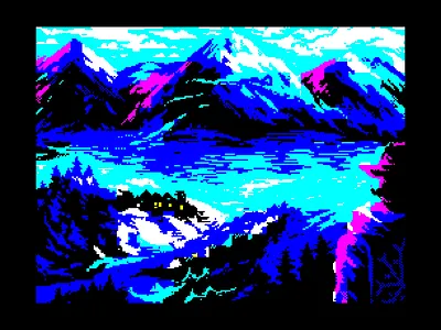 Moustache Revenant (Zx-Spectrum art) 2d art 8bit environment illustation landscape lowres oldschool pixelart retro zxspectrum