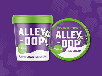 Frederick Flying Cows Ice Cream alley basketball branding chocolate container cow cream cup dessert dunk green ice icecream oop packaging print purple sweet team vanilla