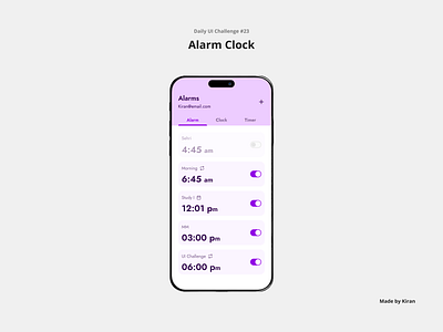 Daily UI Challenge #23 alarm design mobile design ui uichallenge ux uxdesigner