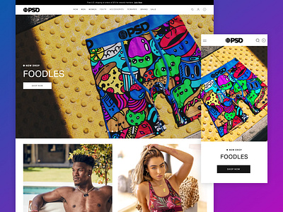 PSD Underwear - Creative Direction branding creative design ecommerce homepage mobile shopify plus uxui