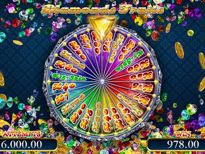 "Diamonds Fruits" slot game - Bonus round development bonus design bonus game bonus round casino design casino wheel difital design digital art gambling gambling art gambling design game art game design game designer graphic design slashscreen slot design slot machine wheel wheel of fortune