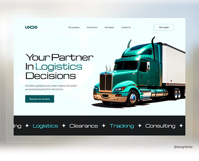 Logistics Service Landing Page design figma ui hero section logistics logistics website transport ui uiux ux web design