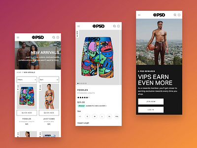 PSD Underwear - Mobile-Optimized UX/UI design ecommerce mobile shopify plus uxui design