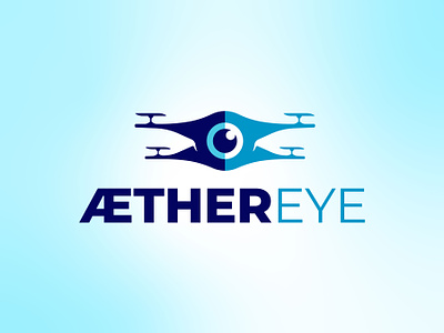 Aether Eye Logo 2d blue brand branding clean design drone graphic graphic design illustration logo minimal photography quadcopter vector