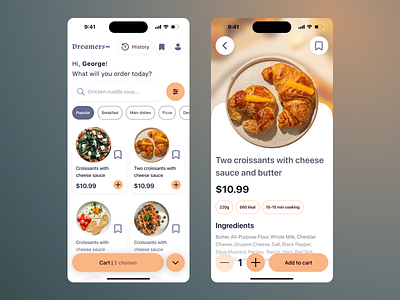 Dreamers – restaurant food delivery app app appdesign delivery food inspiration ios restaurant tags ui ui ux visual