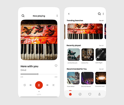 Music Player App User Interface Design branding creative design mobile app design mobile app ui design music music app music app ui design product design ui ux
