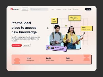 📖E-Learning Platform Landing Page e learning education ui design uiux ux