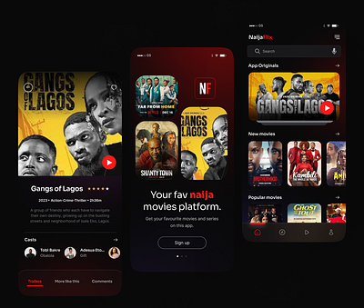 Movie Streaming App UX/UI Design app branding creative design masterclass mobile app movie streaming app nigerian product design ui uiux