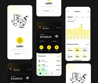 Fin tech mobile app UX/UI design app branding creative dark dark ui fin tech finance finance app mobile app product design ui uiux ux