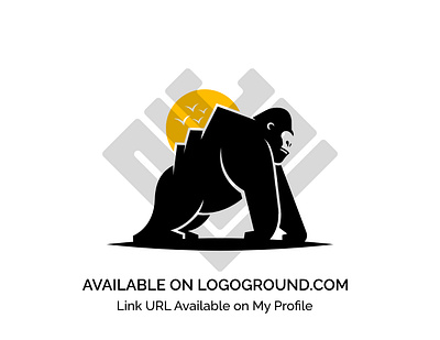 gorilla mountain logo affinity designer animal bird black business company design dual meaning flat logo gorilla logo negative space silhoutte sun yellow