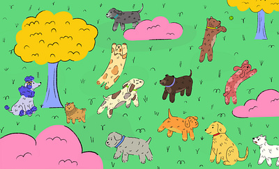 Dog park dog park dogs drawing graphic design illustration illustrator procreate