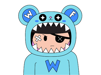 Kawaii Bear Costume angry animal bear blue cartoon character costume cute drawing girl illustration kawaii suit teddybear