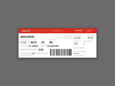 Avianca Boarding Pass Re-Design avianca boarding pass graphic design travel ui