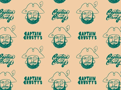 Captain Crusty's Pattern branding captain cookies hand lettering handlettering identity illustration lettering logo mid century packaging pattern patterning pirate playful sailor sloppy whimsical