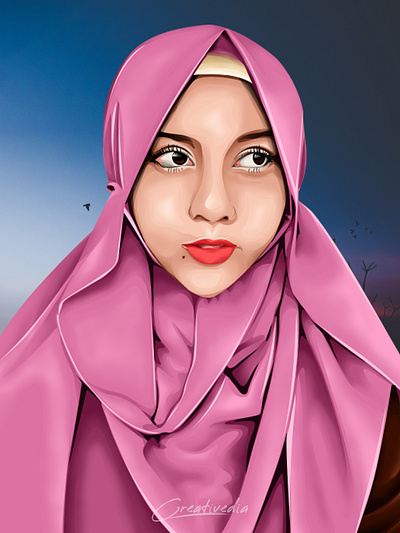 Hijab Potrait Vexel Art Illustration design graphic design illustration vector art vexel vexel art vexelart