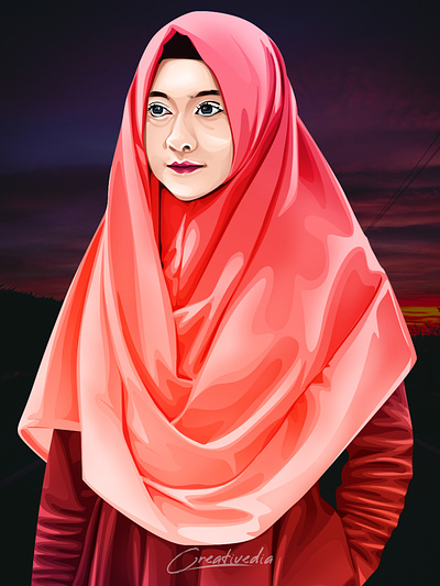 Hijab Potrait Vexel Art Illustration design face potrait graphic design illustration potrait hijab potrait illustration potrait vector vector art vexel vexel art vexelart