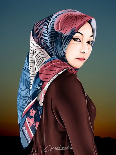 Hijab Potrait Vexel Art Illustration concept art design digital illustration graphic design illustration potrait illustration vector art vexel vexel art vexelart