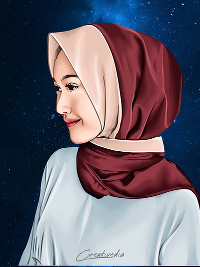 Hijab Potrait Vexel Art Illustration concept art design graphic design illustration vector art vexel vexel art vexelart