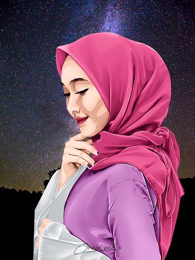 Hijab Potrait Vexel Art Illustration concept art design graphic design illustration vector art vexel vexel art vexelart