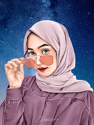 Hijab Potrait Vexel Art Illustration concept art design illustration vector art vexel vexelart