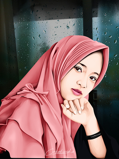 Hijab Potrait Vexel Art Illustration concept art design graphic design illustration vector art vexel vexel art vexelart