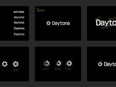 Daytona logo adjustment process brand branding geometry glyph illustration logo presentation process slides