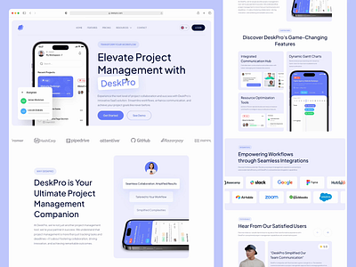 [Animation] DeskPro - Project Management Website animation homepage interaction interaction design landingpage motion graphics project management prototype saas task management ui uiux web web animation webdesign website