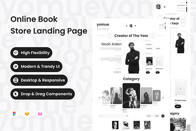 Yomue - Online Book Store Landing Page V2 book landing page