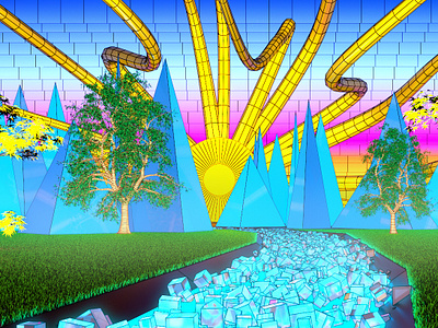 Electric Landscpe 3d art 3d render 3dsmax abstract background cartoon digital art electronic fantasy graphic art illustration imagination landscape layers noai rendering sunrise surreal tenticles whimsical