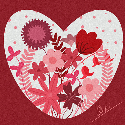 Flower In Love flat heart illustration love pink red thankful valentine vector