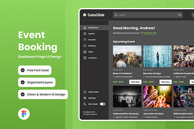 GalaGlide - Event Booking Dashboard V1 application apps concert dashboard design event layout ui ux website