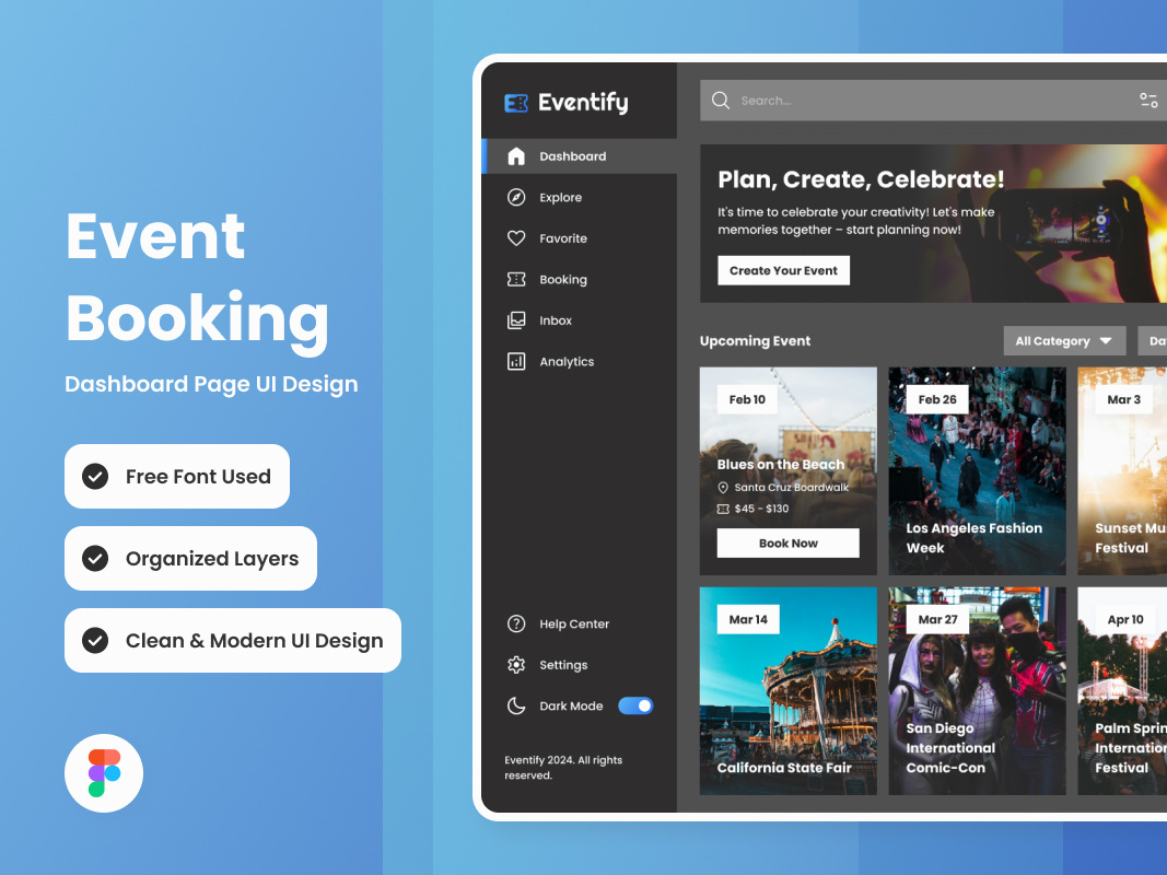 Eventify - Event Booking Dashboard V1 by twinstd on Dribbble