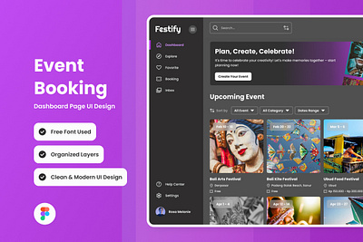 Festify - Event Booking Dashboard V1 application booking design event layout ui ux