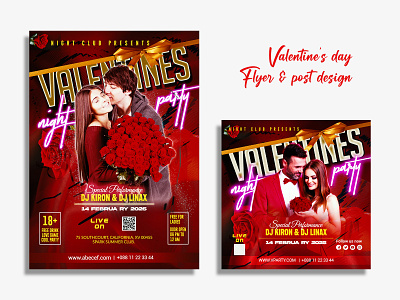 Valentine's day party flyer & post design template celebrate event template february happy valentines happy valentines day heart heart background heart card love background love valentines night party party event romantic summer party valentine valentine flyer valentine post design valentine template valentines day