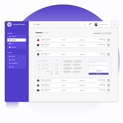 COMPANY PAYMENT APP ui