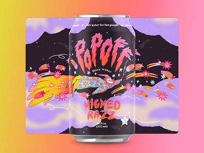 POPOFF! branding can art drink illustration packaging procreate seltzer water wizard