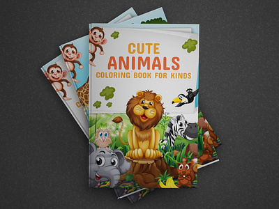 Cute Animals Coloring Book for Kinds 3d amazon kdp animals coloring book animation app book cover branding coloring book coloring book for kinds cute animals design favorite graphic design illustration logo ui