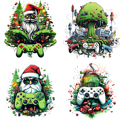 Christmas gaming Controller ai artist artwork christmas christmas gaming controller concept art design gaming controller graphic design graphic tshirt illustration midjourney ai santa seller t shirt t shirt design top