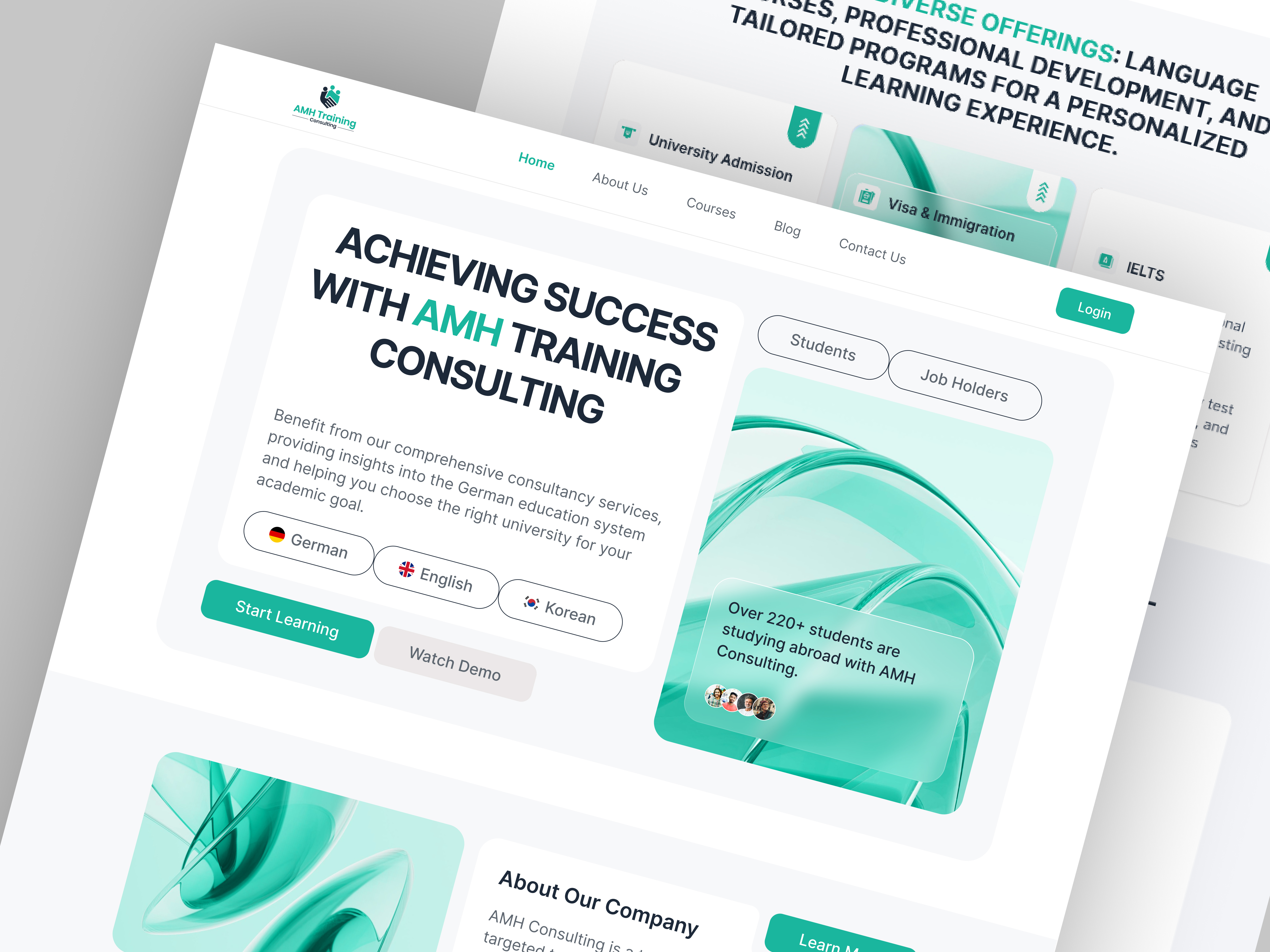 Online Language Training website UI design abstract backbencherstudio course creativeagency design designagency e learning edtech education institute language languagelearning languagetraining onlineeducation student studyabroad training ui ux website