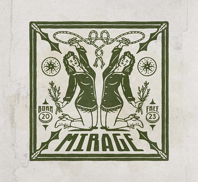 Mirage Outdoor Scarf angonmangsa badges bandanna brand branding design girl graphic design graphicdesign hand drawn illustration logo outdoor scarf vintage