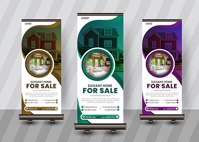 Modern Real-Estate Roll-Up banner design. professional