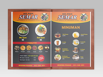 Menu Design "Mie Ayam SEMAR" advertising brand identity branding brochure design graphic design logo logo design menu book menu design vector