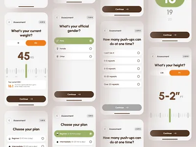 Fitness App UI UX - Tailored Onboarding Experience clean design fitness fitness app fitness app onboarding fitness app ui fitness design app fitness mobile app minimal minimlistic mobile mobile app onboarding personalization ui ux