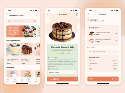 Cake Shop - Mobile App cake shop design mobile app ui