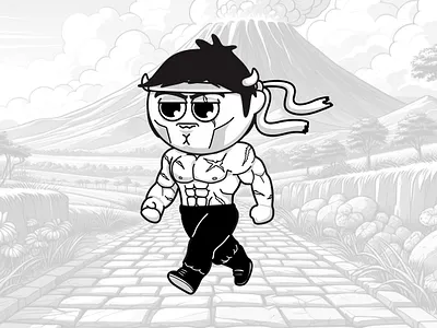 Super Fighter cartoon character character design cute design fighter graphic design illustration manly muscle vector