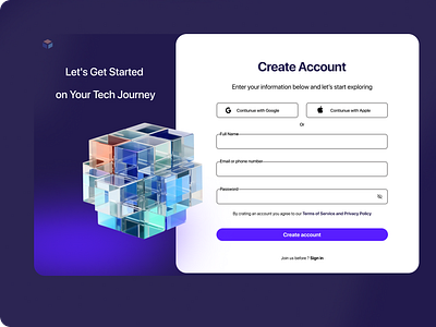 Sign in page for desktop application blue create account design desktop figma lets get started log in mobile purple sign in sign up simple design ui uiux design ux