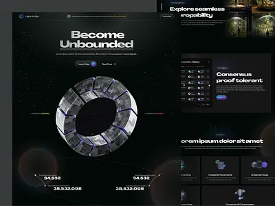 Hyperscalable crosschain bridge (Hyperbridge) - Web3 Design 3d animation branding bridge crypto daos dazeign graphic design logo motion graphics nft product design route scale seamless interoperability skeumorphism swap ui uiux web3