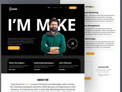 MIKE- Personal Landing Page agency business design design web header home modern landing page on page template one page personal page personal personal landing page personal portfolio personal saas website portfolio landing page saas landing saas landing page ui website website home