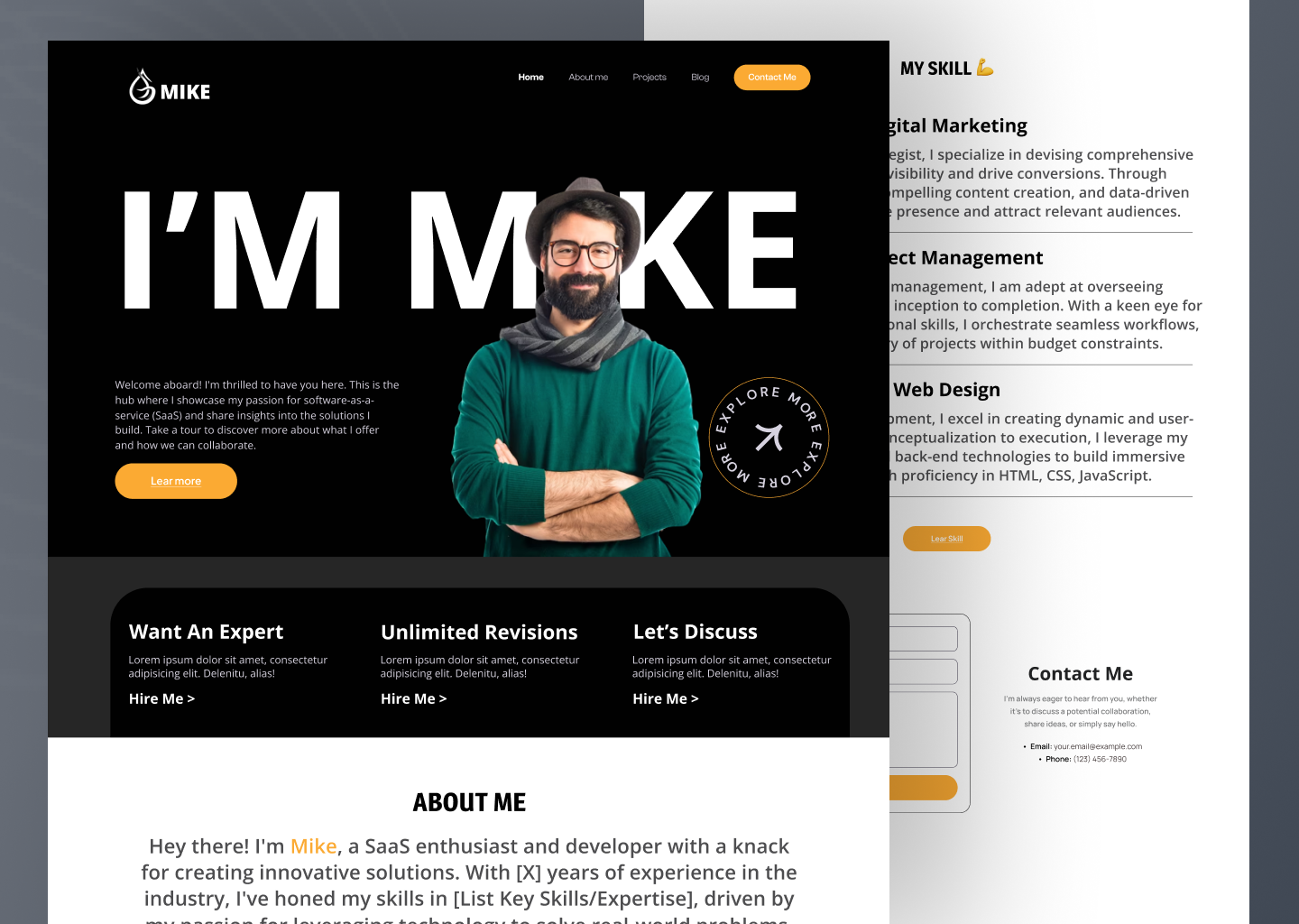 MIKE- Personal Landing Page by Bexon Agency on Dribbble