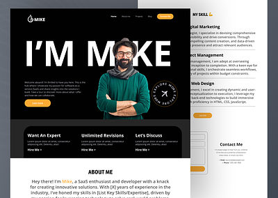 MIKE- Personal Landing Page agency business design design web header home modern landing page on page template one page personal page personal personal landing page personal portfolio personal saas website portfolio landing page saas landing saas landing page ui website website home
